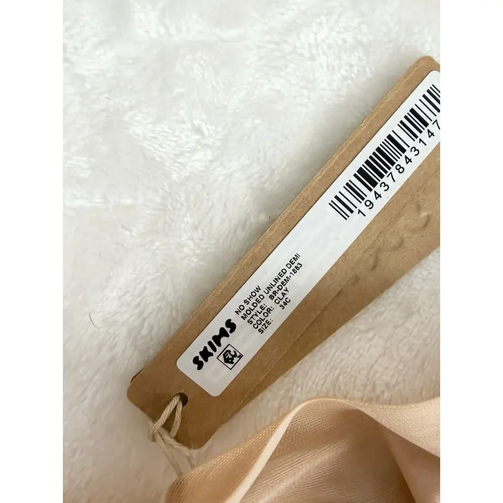 NWT SKIMS Size 34C No Show Molded Unlined Demi Bra Clay BR-DEM-1883 New - Picture 5 of 7